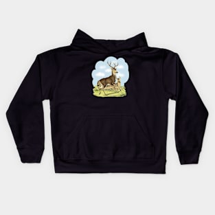 Deers Colorful Illustration Kids Hoodie